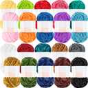 Woanger 20 Skeins Soft Chenille Yarn Velvet Blanket Yarn for Crocheting Hand Knitting Weaving DIY Craft, 93 Yards Each (Novel Color)