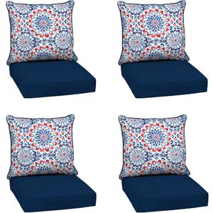 Arden Outdoor Deep Seat Cushion Set (4-Pack), 22 in x 24 in, Weather-Proof, Rain-Proof, Fade Resistant Patio Cushion for Chair, Sofa, and Couch Clark Blue