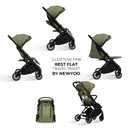 Newyoo GlideTow TR18M Compact Travel Stroller for Infant, Lightweight Foldable Baby Stroller with Luggage Handle & Cup Holder, One-Hand Easy Fold, Near Lay Flat Recline Seat, Green