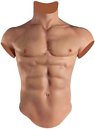 Liifun Realistic Fake Silicone Muscle High Collar Chest Costume for Cosplay Makeup Halloween Props Male Shaper Stronger