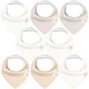 KeaBabies 8-Pack Organic Baby Bandana Bibs for Boys, Girls - Super Absorbent Triangle Baby Bibs for Drooling and Teething Infant, 100% Cotton Extra Soft for Newborn, Infant 0-36 Months (Purest)