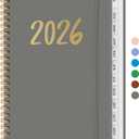 2 x 2026 Planner - Weekly and Monthly Planner, January 2026 to December 2026, Spiral Bound 2026 Calendar Planner Book, Inner Pocket, Perfect for Office Home School Supplies - A5 (6.3" x 8.5"), Stone Gray