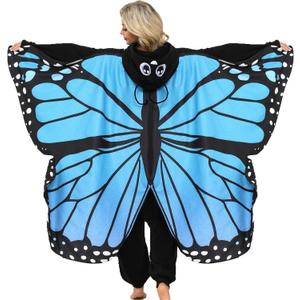 Unisex Adult Onesie Pajamas, Flannel Cosplay Animal One-Piece Halloween Costume Sleepwear Homewear (Large, Blue Butterfly)