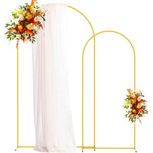 Putros Metal Arch Backdrop Stand Gold Wedding Arch Stand Set of 2 (7.2FT & 6FT) Square Arched Frame for Birthday Party Graduation Ceremony Decoration