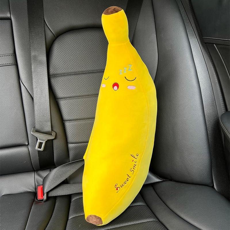 Car Seat Belt Pillow Stocking Stuffers Cute Toy Rabbit Safety Seatbelt Shoulder Pad Auto Accessory Neck Cushion Protector Seatbelt Shoulder Protector Sleeping Pillow Nice Gift (Banana)