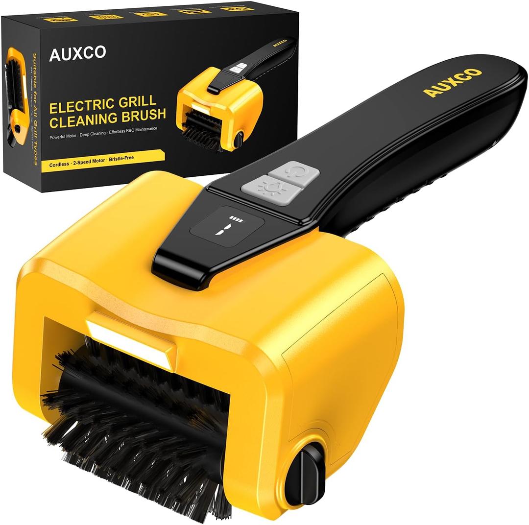 Grill Brush - 4000mAh Electric Grill Brush for Outdoor Grill with Dual-Speed Motor, No Bristle Shedding BBQ Brush Cleaner, Dishwasher-Safe, 90 Mins Working Time with LED Light, As An Ideal Gift