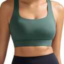 RUNNING GIRL High Impact Sports Bras for Women, High Support Running Strappy Women's Sports Bra with Sewn in Pads (Green, XXL)