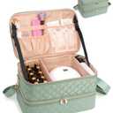Ethereal Nail Polish Organizer Case Holds 50+ Bottles(15ml/0.5fl.oz) and Nail Lamp, Double Layer Nail Polish Storage Bag for Nail Kit, Manicure Tools, Green
