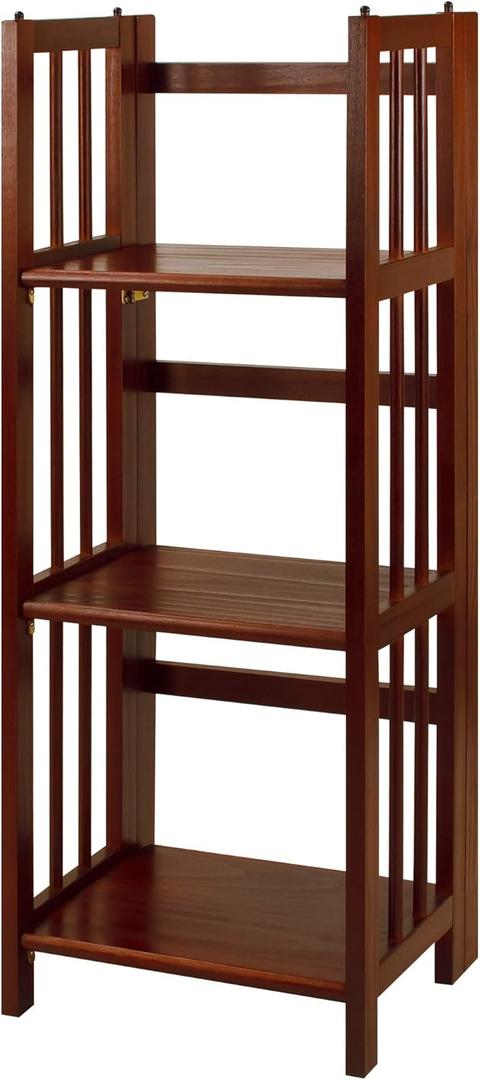 3-Shelf Folding Bookcase 14" Wide-Walnut
