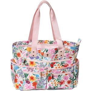 Weekender Bag Carry On Bag Overnight Tote Travel Duffle with 13 Pockets for Travel,WorkGym,Beach,Teacher,Nurse (Pink flower)