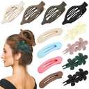 12 Pcs Multicolor Flat Hair Clips, YINGFENG Flat Claw Clip for Women, Matte Non-Slip Flower Claw Clips for Thin Thick Hair, Suitable for Women and Girls Wedding Party Accessories (Colorful)