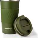 GEMFUL To Go Coffee Mug with Lid 17oz Insulated Coffee Cups Spill Proof Travel Coffee Mug Tumbler Leak Proof Vacuum Stainless Steel Coffee Travel Mug Reusable for Hot Cold Drinks Women Men (Green)