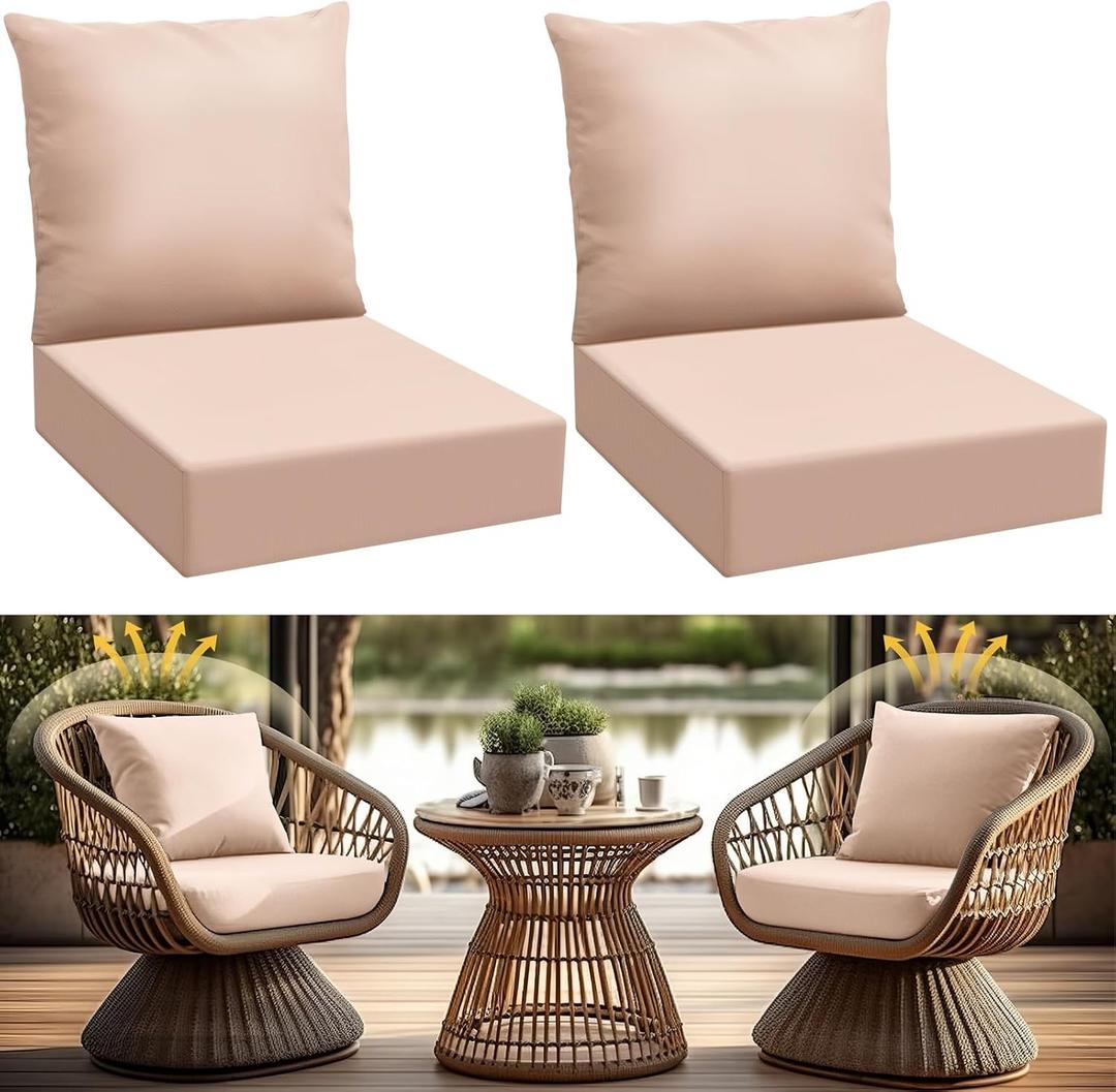 Patelai 2 Set Outdoor Deep Seating Cushions for Patio Furniture 24 x 24 Inch Waterproof Fade Resistant Patio Furniture Back Pads and Chair Cushions Replacement for Pool Yard Garden Couch (Beige) Patelai 2 Set Outdoor Deep Seating Cushions for Patio Furniture 24 x 24 Inch Waterproof Fade Resistant Patio Furniture Back Pads and Chair Cushions Replacement for Pool Yard Garden Couch (Beige)