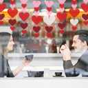 Auihiay 88Pcs Hearts Felt Garland Party Decoration Kit - NO DIY Romantic Decoration Kit, 4 Pack Heart Garland for Hanging Party Room Decorations, Heart Garlands Banner for Wedding, Mother's Day Decor