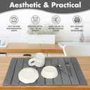 Large Stone Dish Drying Mat for Kitchen Counter, Eco-friendly, Instant Drying Pad,Diatomaceous Earth Water Absorbing Mat, Foldable and Super Absorbent Dish Drying Stone Mat, 24"16", Dark Gray