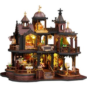 SUNNINO Miniature Dollhouse Kit, DIY Mini House Building Kits for Adults to Building with Furnitures Tiny House Bookshelf Decor Christmas Birthday Gifts for Family Lovers, Edinburgh Castle