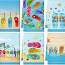 Preboun 6 Pcs Flip Flops Decorative Kitchen Towels Summer Dish Hand Towels Funny Flip Flops Themed Dish Cloth House Decorative Farmhouse Tea Cloth Absorbent for Home Bathroom Kitchen Decor