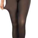 CHRLEISURE Women's Fleece Lined Tights - Fake Sheer Warm Pantyhose Thick Winter Leggings (Medium-Large)