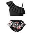CHILDRENSTAR Bathing Suit for Girls Two Piece Swimsuits Kids Bikini Ruffle Flounce Swimwear UPF 50+ Size 8 9