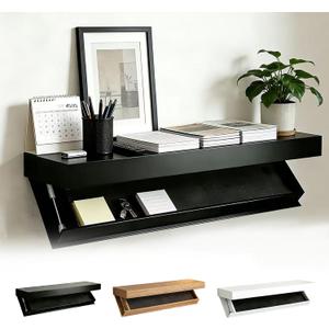 Floating Hidden Shelves for Wall with Concealed Storage Drawer, Hidden Shelf Night Stand with Secret Compartment, for Home Office Living Room, Black, 20.87 x 6.89 x 2.17 inches