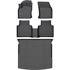 GINOWY- Floor Mats & Cargo Liner for Volkswagen Tiguan 2018-2024TPE All Weather Mats for VW Tiguan Non-Slip Waterproof Cargo Trunk Mat Easy to Clean Floor Liners Accessories Black