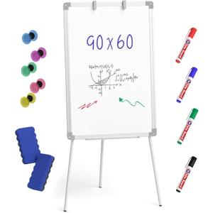 Nicpro Easel Whiteboard with Stand, 36 x 24'' Magnetic Dry Erase White Board Tripod Height Adjustable with Pens, Eraser, Magnet, Flipchart Easel Stand White Board for Kid Student Office Home Classroom
