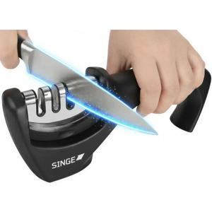 4-in-1 Knife and Scissor Manual Sharpening Accessories Tool : 4-Stage Handheld Sharpener with Ceramic and Steel Steps to Repair, Sharpen, Polish Premium Kitchen Knives, Blades, Scissors