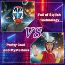 Wearable Hero-Style Helmet with Glowing Eyes – Cosplay Mask for Kids and Teens,Great for Halloween,Birthday Gifts (Red, M)