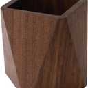 Black Walnut Wooden Pencil Box, Multiple-Use Desk Writing Stationary Organizer Wood Pen Holder Cups Office School Supplies Storage (Prismatic Shape)