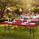 Fitted Tablecloths for 6-Foot Rectangle Tables - 6 Pack Outdoor Picnic Table Covers with Elastic, Washable Folding Table Protector for Party Banquet Graduation, 30x72 Inch, Red