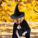 Halloween Black Witch Hats for Women Adult - Halloween Adult Witches Hat Costume Accessories for Women, Sparkly Best Fancy Witch Hat With Veil for Girl Woman Celestial Sequin Witches Hats (Black)
