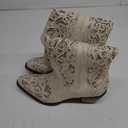 Huntarry Cowboy Boots for Women Western Square Toe Mid Calf Cowgirl Boots Glitter Sparkle Rhinestone Chunky Wedding Shoes for Bride (6.5, 161/White)