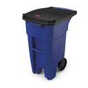 Rubbermaid Commercial Products BRUTE Rollout Heavy-Duty Wheeled Trash/Garbage Can, 32-Gallon, Blue, for Restaurants/Hospitals/Offices/Warehouses/Garage