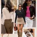 Ficerd 3 Pack Women's Ribbed Long Sleeve Tops, Crew Neck Slim Fit Undershirts Knit Basic Casual Stretch Layering Tee Shirts (Yellow, M)