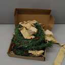 Retrowavy 12 Pcs Christmas Kitchen Cabinet Wreaths with Ribbon 3.94 Inch Mini Christmas Wreath Small Kitchen Xmas Decor for Window Door(Linen Color,Classic Style)