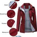 IFFEI Women's Rain Jacket Lightweight Waterproof Rain Coat Outdoor Hooded Windbreaker with Pockets (Red, L)