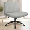 NEO CHAIR Criss Cross Chair with Wheels Armless Cross Legged Office Desk Wide Comfy Vanity Makeup Chair Adjustable Swivel Rolling Computer for Home Office Fabric (Grey)