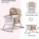 Kinderkraft LOVI Travel Bassinet for Baby, Portable Folding Baby Bed with Built-in Mosquito net, Adjustable Hood and an Additional Cradle Function, Beige, Crib, 33.7"L x 24"W x 33.5"H