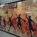 Flintis Large Basketball Sports Framed Wall Art Basketball Players Pictures Wall Decor Abstract Graffiti Canvas Painting Print Artworks Framed for Living Room Bathroom Master Bedroom 60L X 30W