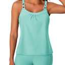 Summer Mae Women's Tankini Swimsuits 2 Piece Tummy Control Bathing Suit with Pocket Shorts Ring Linked 2025 Swimwear Lagoon Size 12
