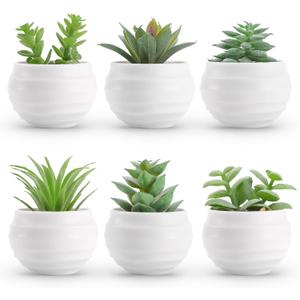Der Rose Set of 6 Succulents Plants Artificial in Pots Small Fake Plants for Bedroom Aesthetic Living Room Shelf Bathroom Decor Office Desk Accessories (Green)