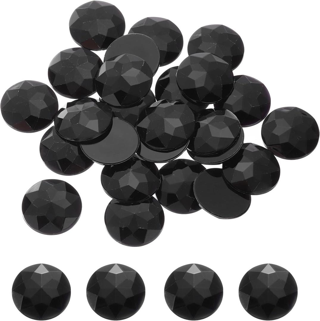 MECCANIXITY Flat Back Round Acrylic Rhinestones,25mm Black Flatback Crystal Rhinestones for Crafts Clothes Shoes DIY Decoration Gifts 25Pcs