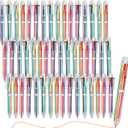 Aodaer 48 Pieces Multicolor Ballpoint Pens 0.5 mm 6 Colors Transparent Barrel Ballpoint Pen 6-in-1 Multicolor Retractable Ballpoint Pens for Office School Supplies Gifts