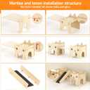 Guinea Pig Hideout House, Deluxe Wooden Hamster Hideout with Climbing Ramp & Rest Zone, Bunny Castle Tower Toy for Guinea Pig Chinchilla Gerbil Hedgehog Small Animal House Habitat Hut
