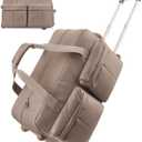 BAGSMART Rolling Duffle Bag with Wheels, Carry On Bag Duffel Bag for Travel, Wet Pocket Duffle with Wheels and Handle, Brown, 42L