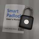 Fingerprint Padlock, Pothunder Smart Padlock, Locker Lock, Fingerprint Lock with APP Unlock, USB Rechargeable, Suitable for Gym Locker, Door(Black)