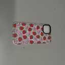 GUESNUY Aesthetic Phone Case Compatible with iPhone 13&14, Cute Case Compatible with MagSafe, Soft Clear TPU Anti-Slip Bumper Protective Cover Strawberry Bow Pattern for Women Girly