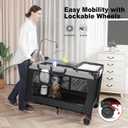 Pack and Play with Changing Table & Carry Bag, 4-in-1 Portable Crib Playpen for Newborn to Toddler, ASTM Certified Foldable Travel Crib with Bassinet(A-Black)