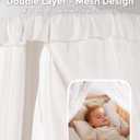 little dove Bed Canopy with Star Lights, Double Layer Canopy for Bed, Princess Play Tent for Girls Room, Breathable Bed Curtain for Children Reading Nook, Machine Washable, 25.6''x 106'', White
