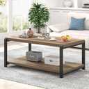 EXCEFUR Modern Coffee Table, Rustic Wood and Metal Center Table for Living Room, Industrial Rectangle Cocktail Tea Table with Storage, Oak, 42 inch